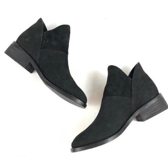 Eileen Fisher Shoes - Eileen Fisher Black Suede Leather Ankle Boots Slip On Size 8.5